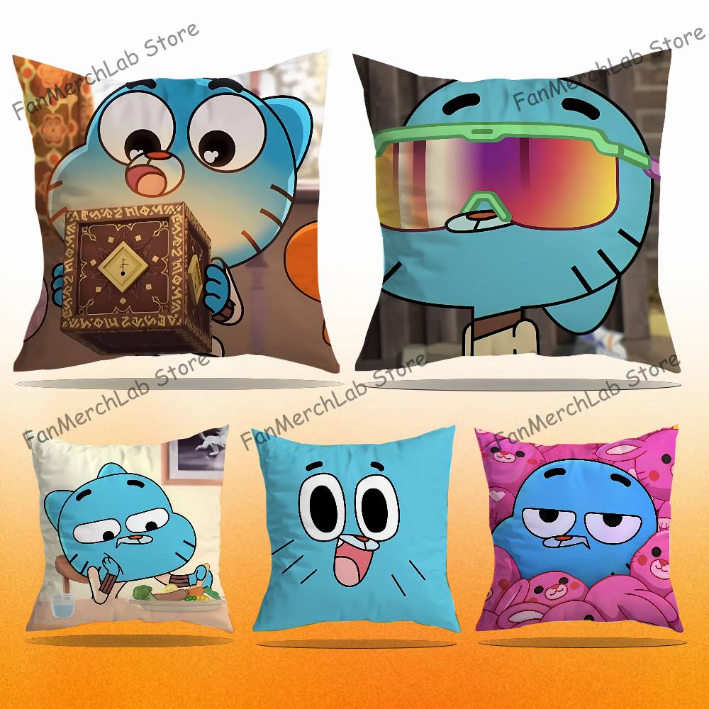 GGumballS Cartoon Watterson Pillow Covers Cartoon Sofa Decorative Home Doublesided Printing Short Plush Cute Cushion Cover