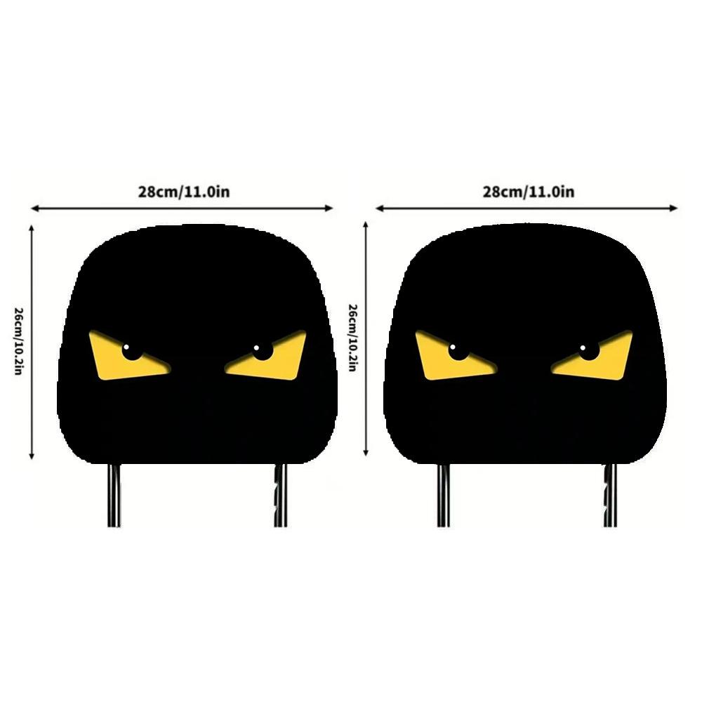 

New 2PCS Black Spoof Car Decoration Headrest Cover Festive Atmosphere Fun and Creative Double-sided Printed Headrest 2PCS