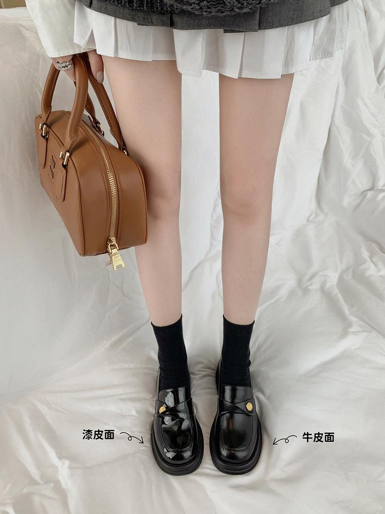 Seconds ~ Su Yin Inholworth ~ Small Gold Coin Thick-soled Heel Lazy Heel Loafers Women's Small Leather Shoes