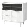 Schrank, Badezimmerschrank, Sideboard mit Lichtleiste, 80 cm breit, Glastür