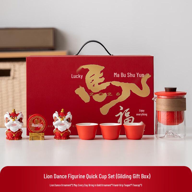 Year of the Horse Waking Lion Ceramic Tea Set