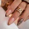 24Pcs Short Round Head False Nails Glitter Pink Almond Fake Nails Strawberry Full Cover Press on Nails Wearable Nail Tips