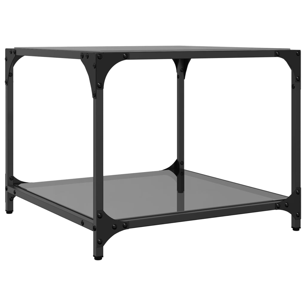 Coffee Tables with Glass Top 2 pcs Black 50x50x40 cm Steel