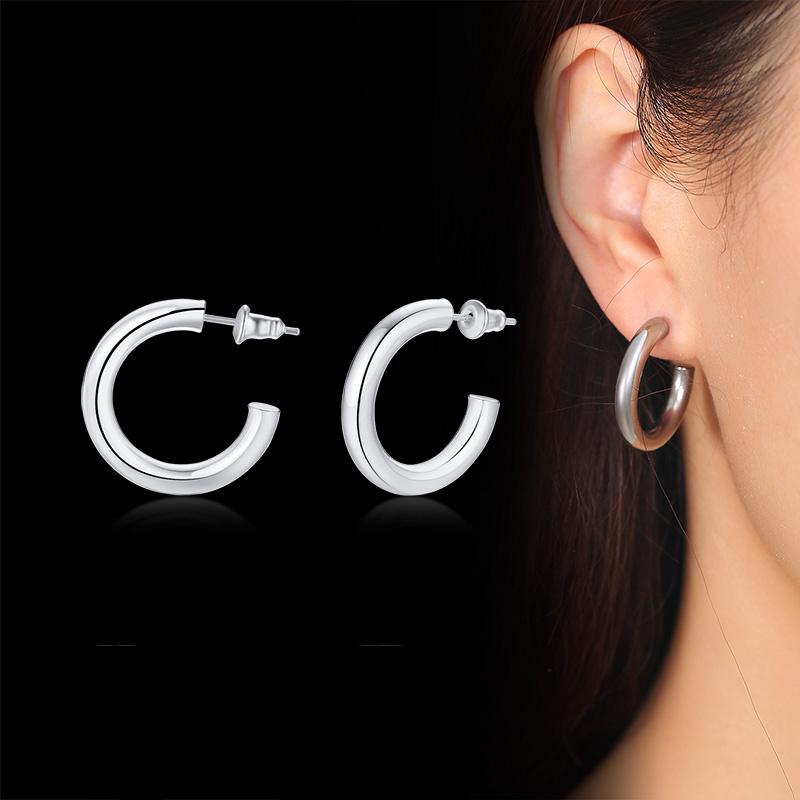 

Women Simple Circle Hoop Earrings with Three Colors Option, Anti Allergy Stainless Steel Ear Clip Jewelry,Birthday Party Gifts 25MM Diameter серебряный