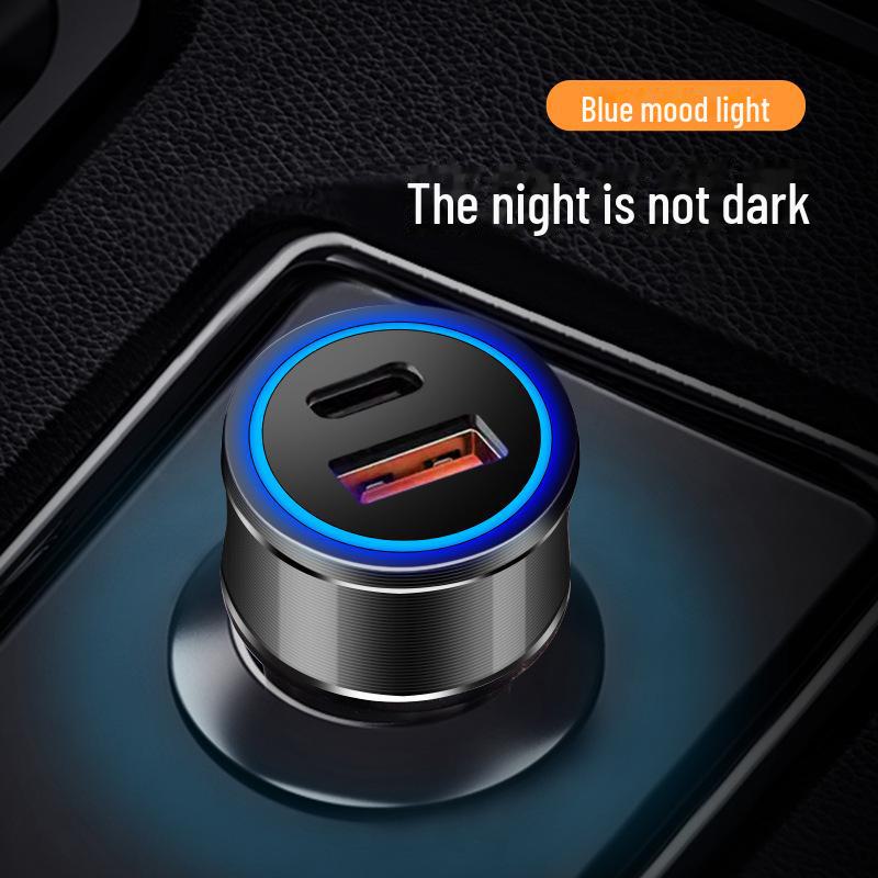 36W Dual USB Type-C Fast Car Charger with Metal QC3.0