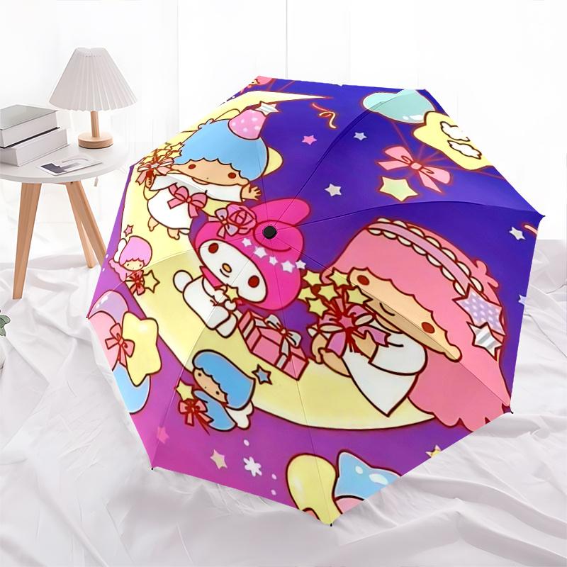 1pc My Melody & Little Twin Stars Festival Umbrella - Automatic Opening/Closing, Foldable Design, Outdoor Use, Gift for Fans, Travel, Daily Use.K072