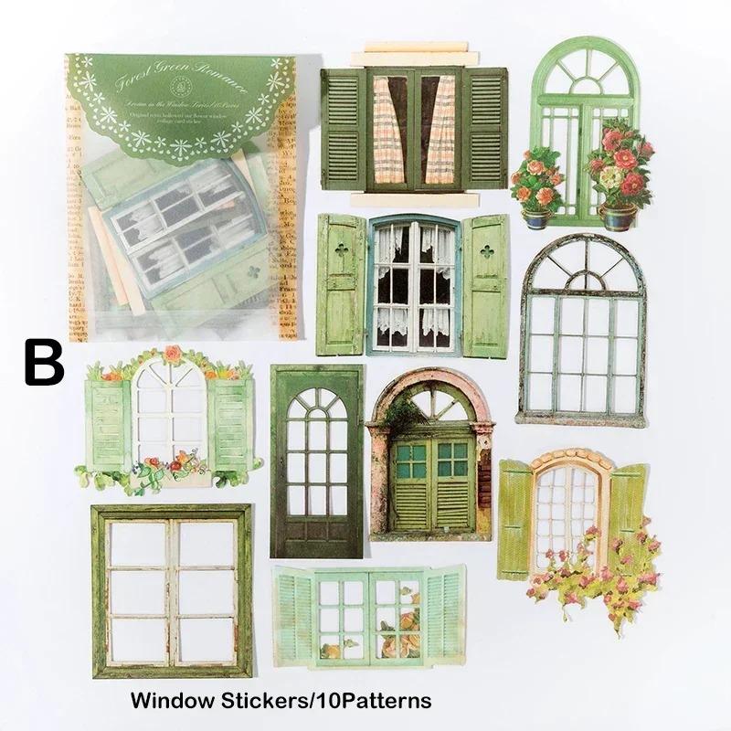 10pcs/pack Creative Hollow Out Window Sticker Decorative Paper Scrapbooking Handbook Journal Collage Aesthetic DIY Craft Supplie