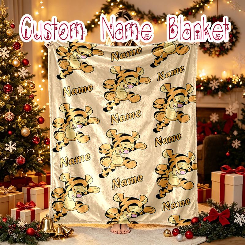 1pc Snug Thumper Friends Whimsical Bunny Blanket, Custom Name Print Blanket, Perfect for Home, Couch, Bed, Picnic, Travel, Office