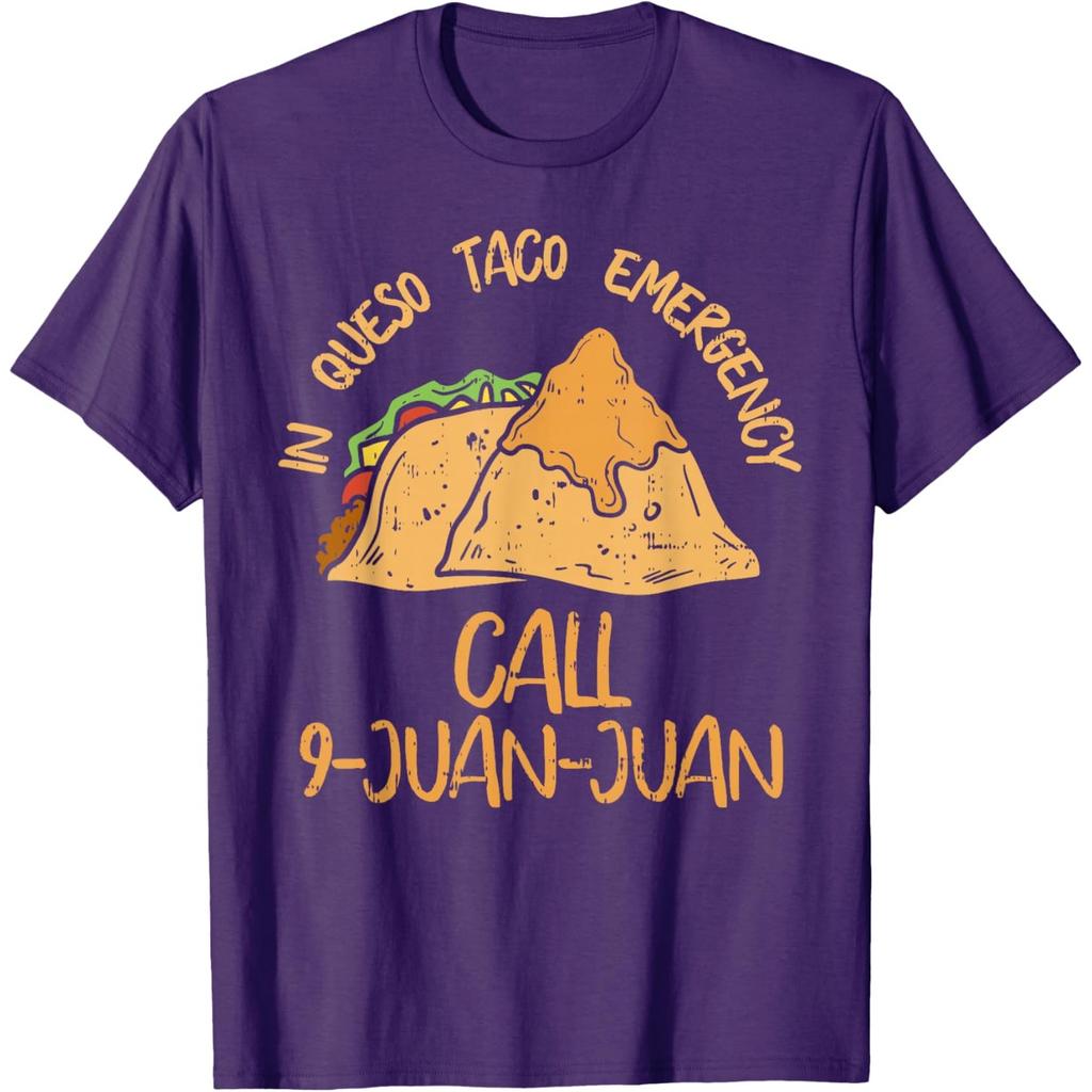 In Queso Emergency Call 9 Juan Juan Funny Taco Graphic T-Shirt Casual Crewneck Tee