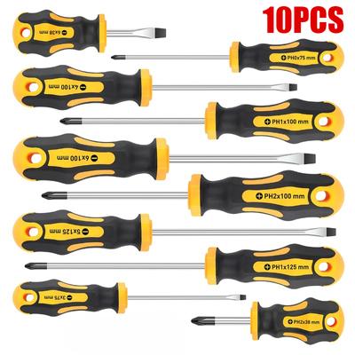 10-teiliges Reparaturwerkzeug-Set - Magnetisches Präzisions-Schraubendreher-Set mit Kreuzschlitz- und Schlitzschraubendreher-Werkzeugset mit rutschfestem Griff