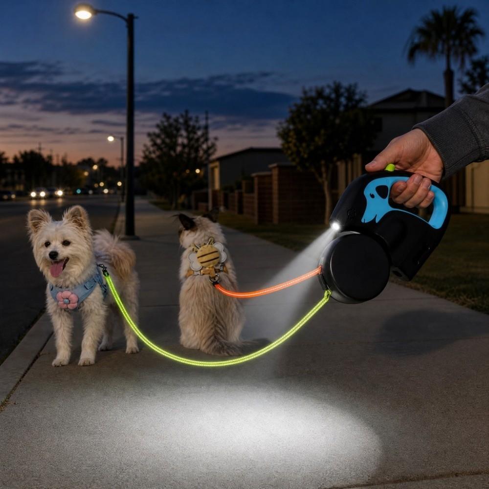 Reflective Dual Pet Leash No Mesyy Automatic Dog Walkies Lead  For Outdoor Walking