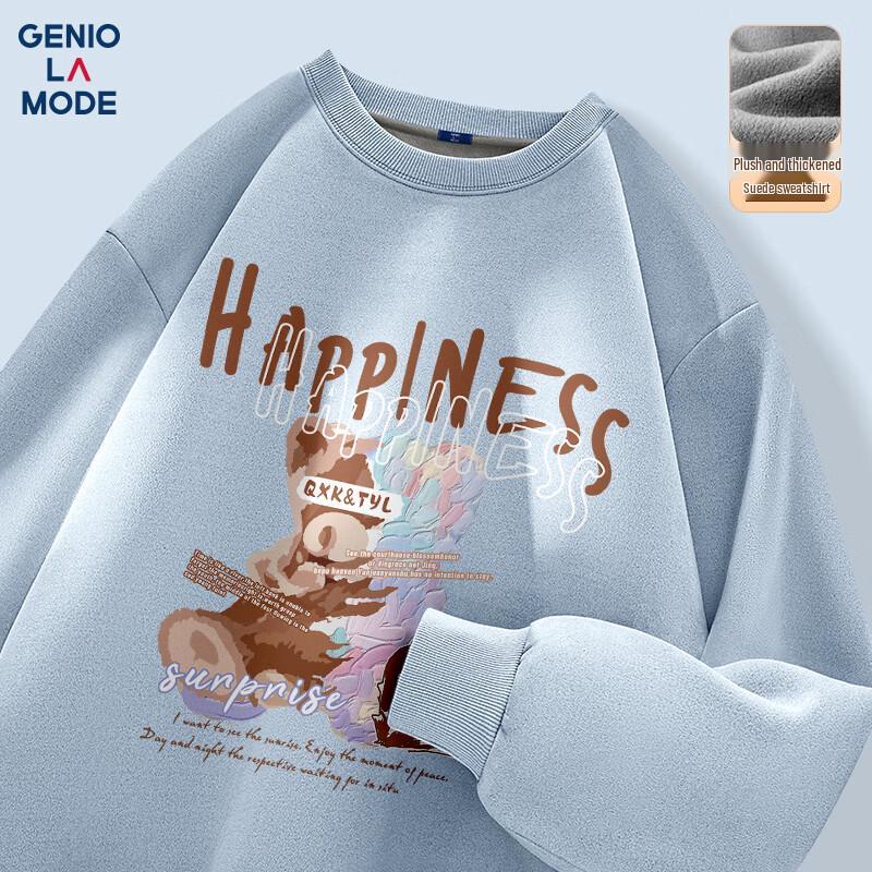 

GENIOLAMODE Men s Fleece Lined Suede Sweatshirt 2XL