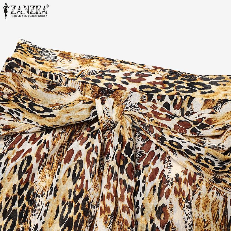 ZANZEA Faldas Largas Holgadas Casuales de Verano para Mujer con Estampado de Leopardo