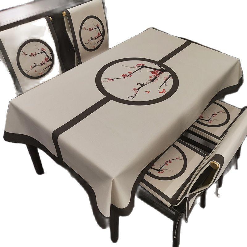 Față de masă modernă, simplă, floare de prun, decorare pentru petreceri de vacanță, husă de masă lavabilă pentru decorare, decor bucătărie, sufragerie