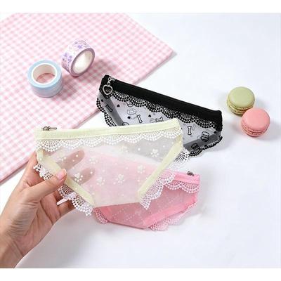 Lace Love Briefs, Cosmetic Bag, Waterproof Change Card Bag, Cute Cosmetics Mouth Red Envelope Storage Bag
