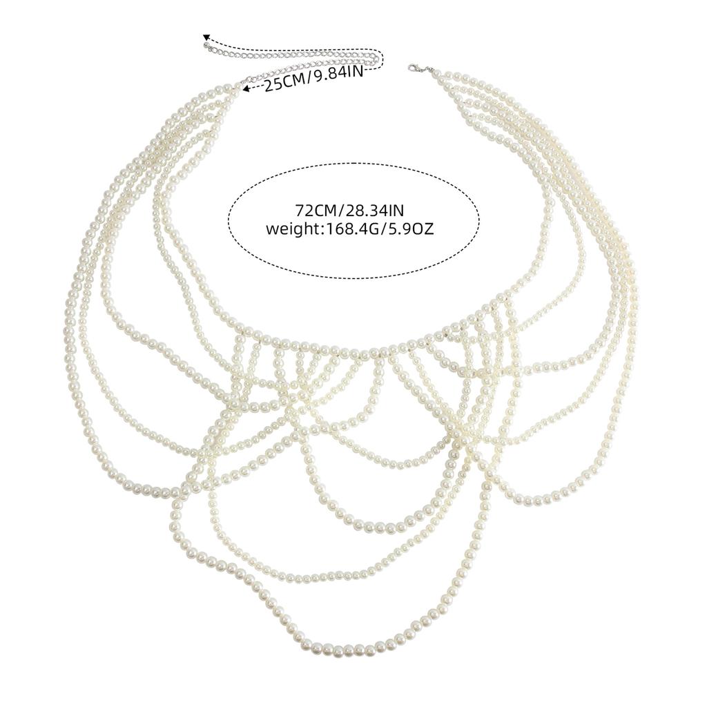Fashionable multi-layer tassel retro style imitation pearl waist chain banquet charm women's body chain jewelry