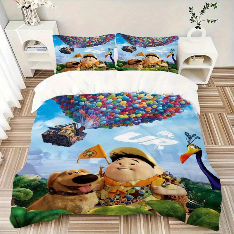 3pcs Up Balloon House Bedding Set, 1 Soft Quilt Cover + 2 Pillowcases, Machine Washable, Suitable for All Seasons, Perfect Gift for Family a