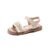 Girls Sandals Lace Pleated Sweet Kids Princess Shoes for Summer 2025 New Fashion Girls Beach Shoes Hook&loop Elegant Pearl Ins