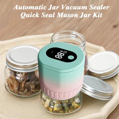 Electric Mason Jar Vacuum Sealer Kit with Reusable Lids Portable Rechargeable Cordless Electric Mason Jar Vacuum Sealing Machine