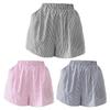 Sommer-Shorts für Damen, gestreifter Druck, hohe elastische Taille, Pyjama-Shorts, Homewear, Strand-Shorts, lässige Schlaf-Shorts