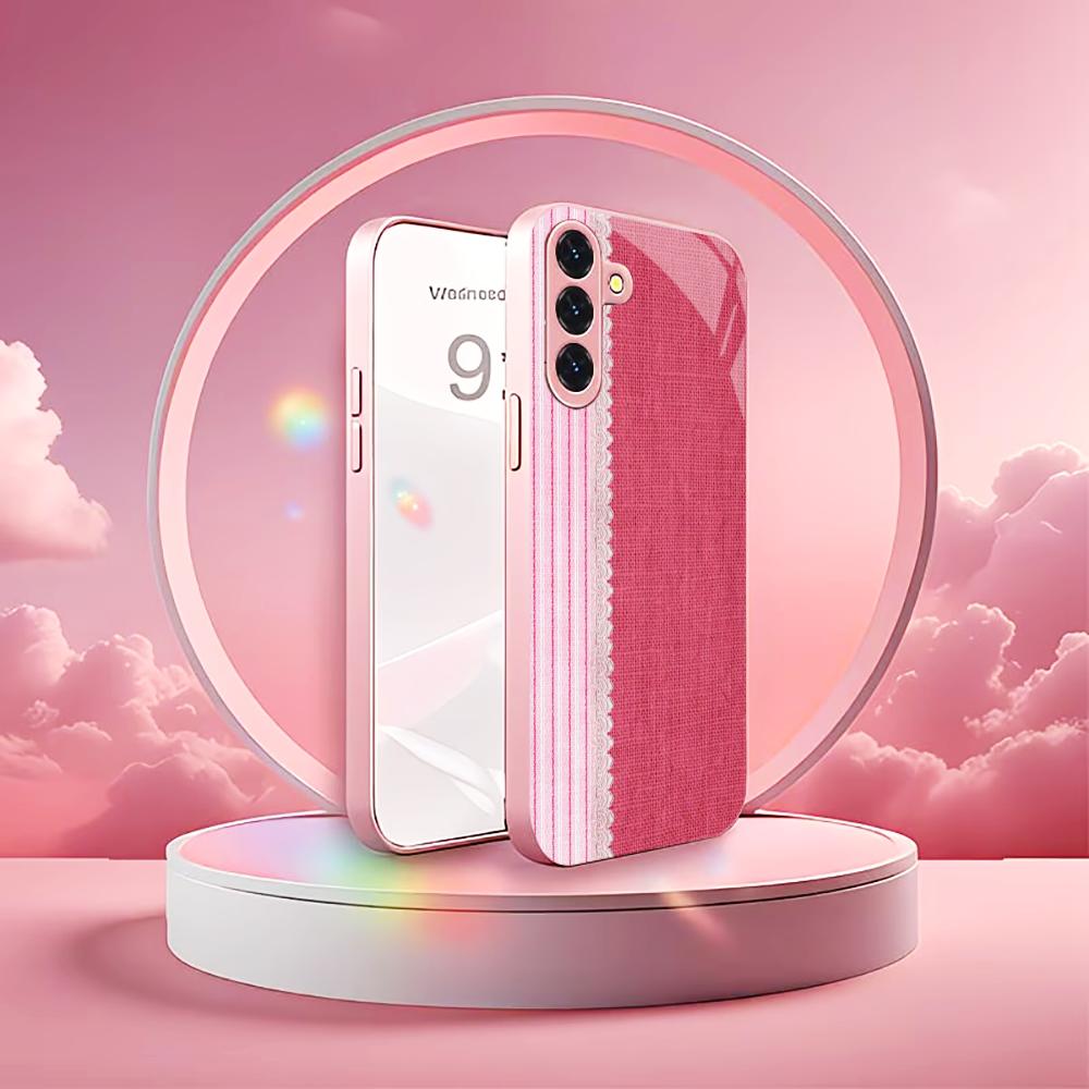 Soft pink gradient PhoneCase for Samsung Galaxy S26 S25 S24 S23 S22 FE Ultra Plus Built-in glass feel bare machine Men women