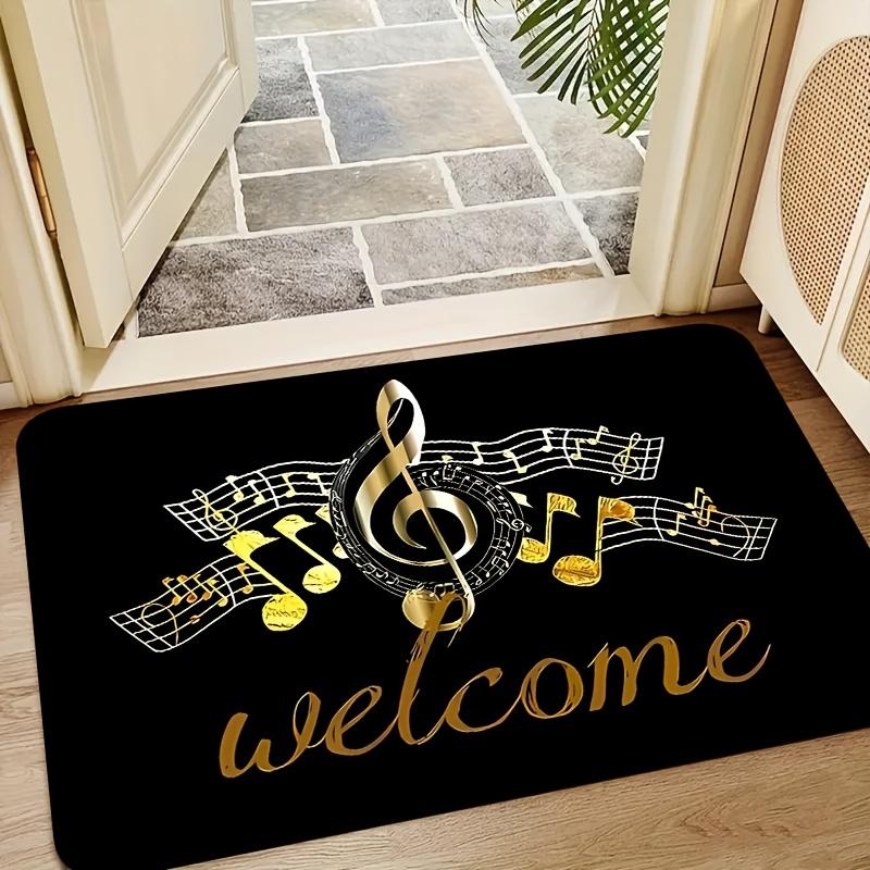 Fun Musical Notes Welcome Mat With Personalized Pattern Design It Is Suitable For Front Door , Kitchen Decor It Is An Ideal Gift
