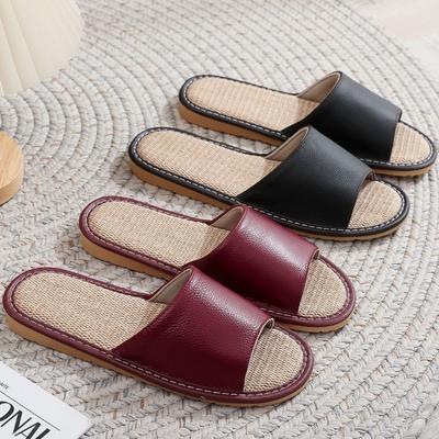 Fashion Linen Slippers for Couples Women Men Indoor Flat Sandals Slides Four Seasons Non Slip Soft Breathable Cozy Light