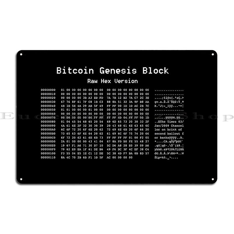 Bitcoin Genesis Block Metallskyltar Klubb Kök Designa Design Kök Tennskylt Affisch