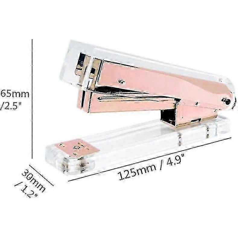 Office Stapler Staples Remover Set, Clear Acrylic Rose Gold Tone Desk Executive Manual Staplers (clear Rose Gold)_m24