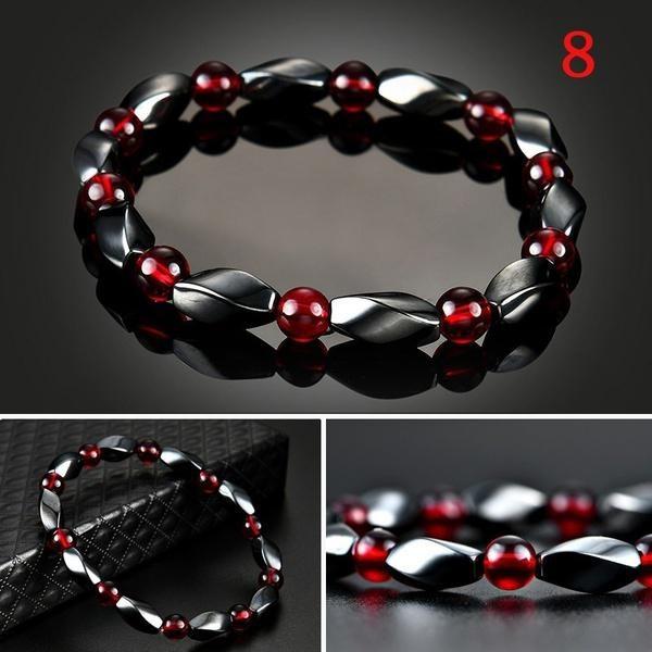 Elegant Weight Loss Round Black Stone Magnetic Therapy Bracelet For Health Care