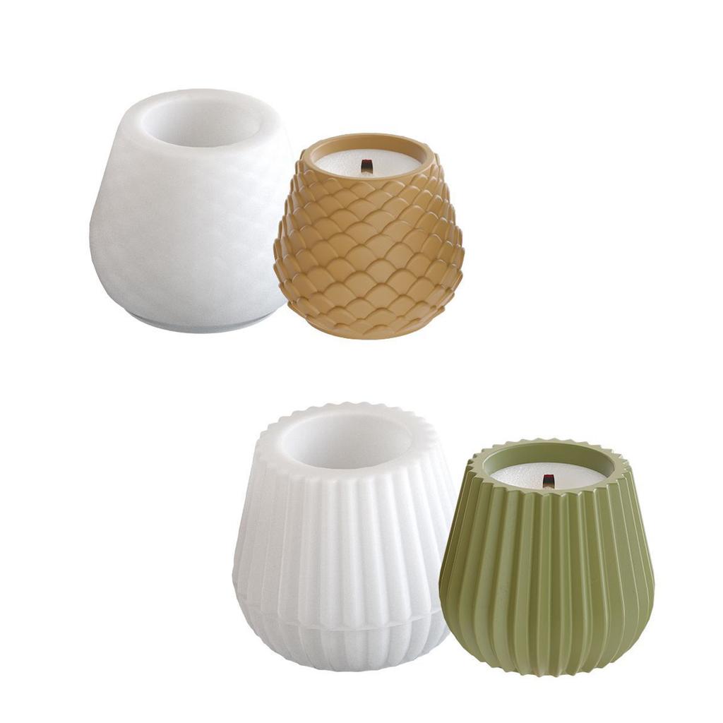 Unique Candle Holder Molds Silicone Texture Crafting Molds Unique Shape Flowerpot Moulds for Crafting Candlesticks