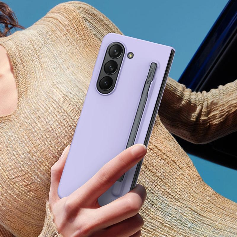 

For Samsung Galaxy Z Fold5 5G Skin-touch Protective Hard PC Case Pen Slot Design Folding Phone Cover Dark Blue