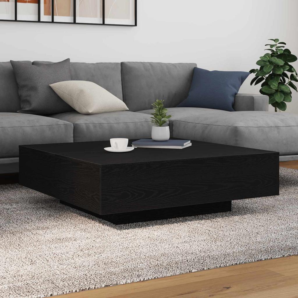 Coffee Table Black Oak Look 100 X 100 X 31 Cm Engineered Wood