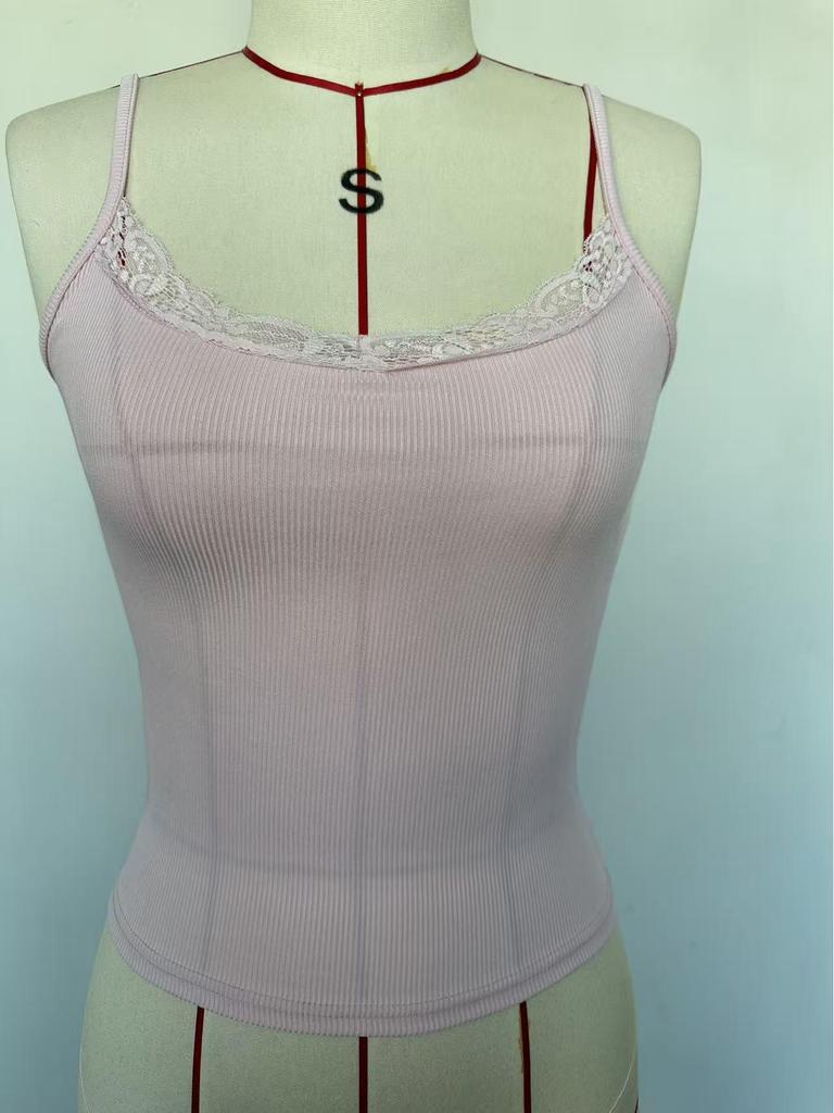 Europäischer Frühling/Sommer 2025 Damen Y2K Enganliegendes Geripptes Cropped Tanktop