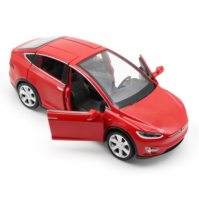 Tesla Model 132 X 90d Suv Diecast Model Car Soundlight Pull Back Kids Toy Gift