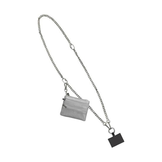 

Сумка-шнурок для мобильного телефона, цепочка для телефона и чехол, держатель для телефона с кошельком, регулируемая цепочка для подвешивания телефона с кошельком для монет серебряный