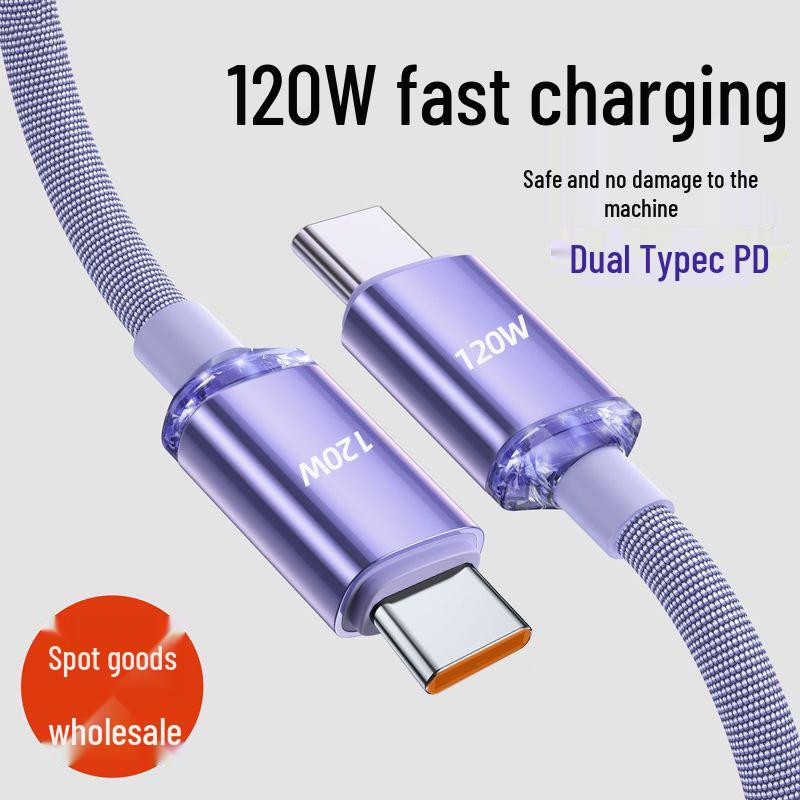 Jingyao 120W Dual Type-C Fast Charging Cable for Apple 15 & Huawei Honor 6A Flash Charging