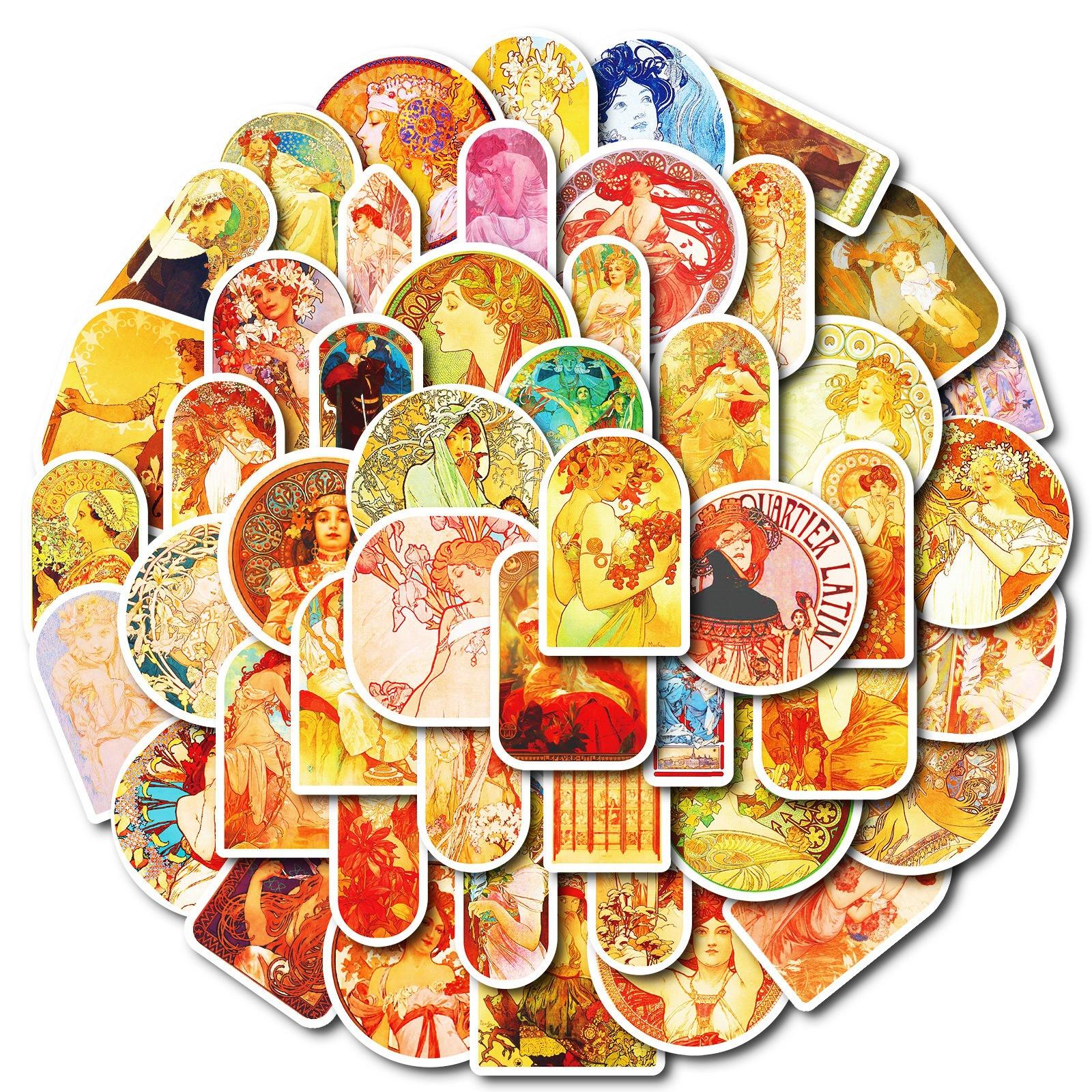 

Новые 50 Водонепроницаемые Наклейки на Тему Искусства Мушиа Сделай Сам Чехол для Мобильного Телефона Скейтборд Ноутбук Декорация