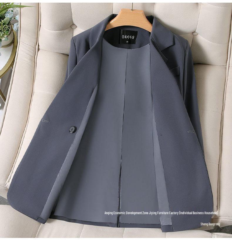 Women's Gray Blazer Jacket and Pants Two-Piece Set for Early Autumn 2025 - Petite Casual Suit