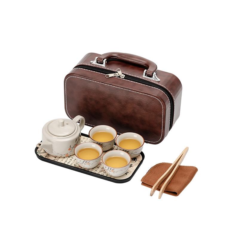 Ru Kiln Travel Tea Set Portable One Pot Four Cups Chinese Style Merchandise Guochao Company Event Companion