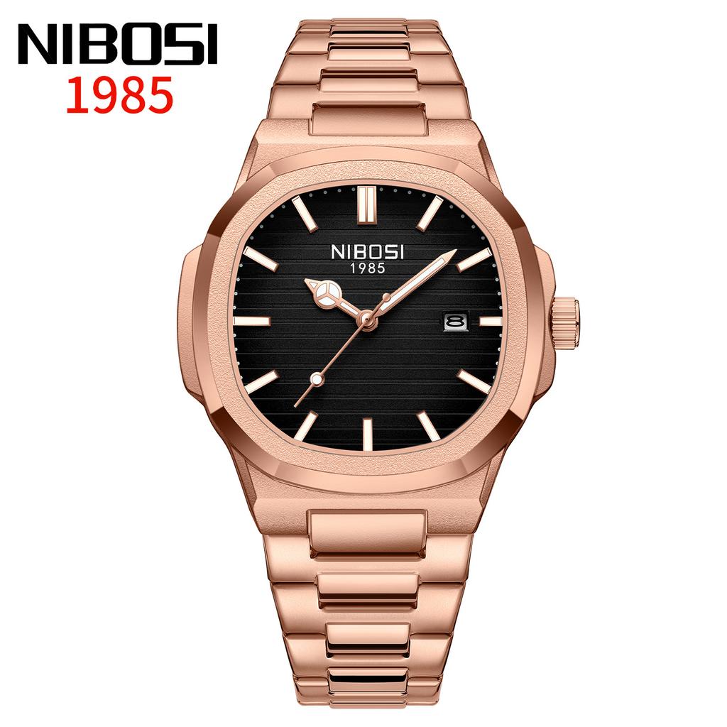 NIBOSI Luxury Man Wristwatch Waterproof Luminous Chronograph Watch for Men Stainless Steel Men's Quartz Watches