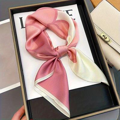 Spring/Summer Pink Flower 70cm Square Scarf For Women Fashion Decoration Scarves Soft Printed Holiday Neckerchief Shawl