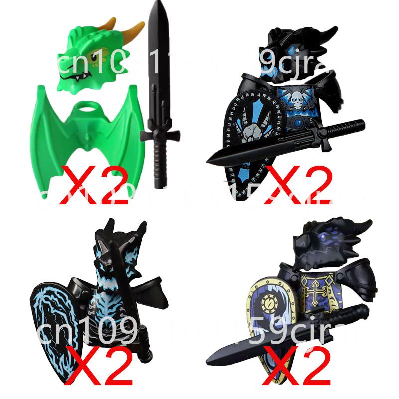 Kompatybilne MOC Średniowieczne Klocki Budowlane Postacie Żołnierze Smoczy Rycerze Czarny Lew Orzeł Zabawka Prezent Klocki Rolnik Żołnierz X048