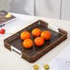 Handwoven Wicker Serving Tray Woven Handheld Plastic Rattan Storage Tray  Kitchen Storage