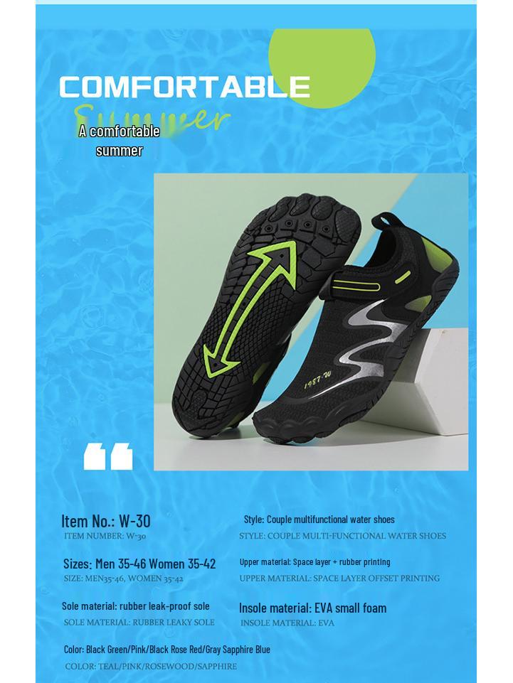 New Lightweight Five-Finger Water Shoes for Couples - Outdoor Summer Diving, Snorkeling, and Beach Swim Footwear