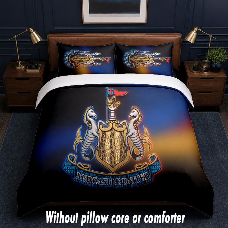 Set Biancheria da Letto Design Calcio Newcastle United 1 Copripiumino + 2 Federe Morbido Traspirante Biancheria da Letto per la Casa