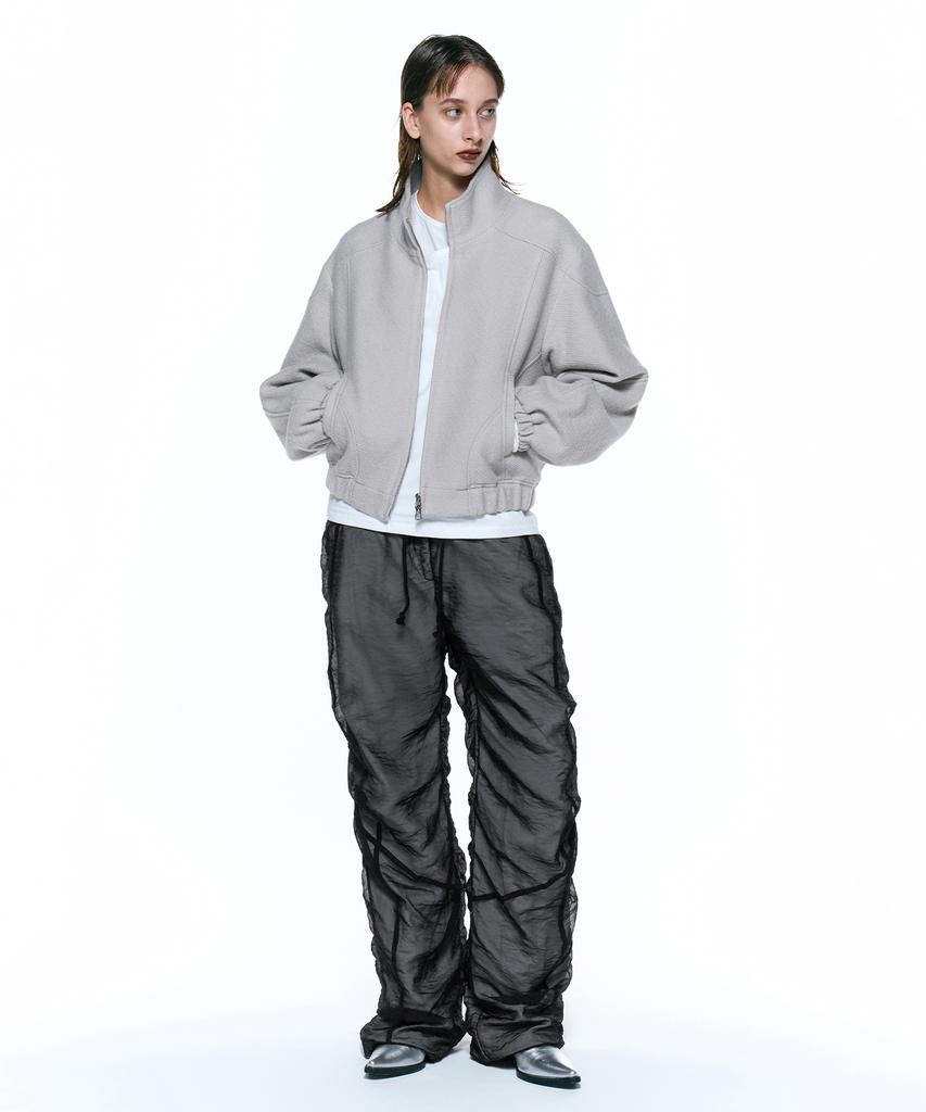Insilence Women Textured Wool Blouson Light Grey
