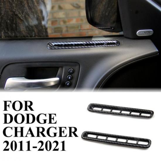 Carbon Fiber Style Inner Front 2-Door A/C Outlet Vent Cover Trim Dodge Charger