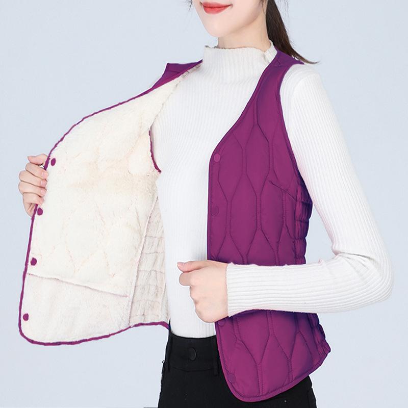 Dámská krátká základní vesta, podzimní a zimní se silným sametem, módní teplo a slim fit, nošení vesty, prachové bavlny, tílko pro ženy