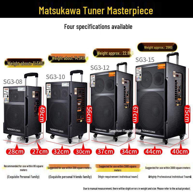 Songchuan 15-inch Portable KTV Trolley Speaker with Dual Wireless Microphones CN plug (adapter included) (CN version)